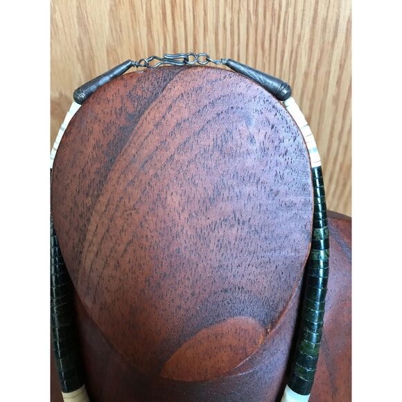 Vtg Heishi Necklace Shell Disc & Turquoise Beads With Various Other Gemstones - Picture 8 of 9